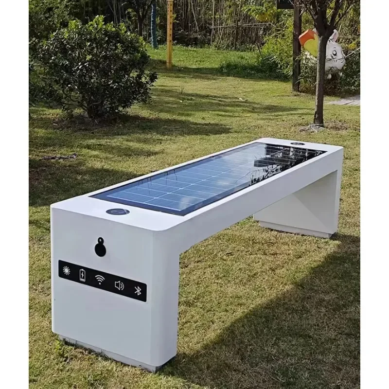 Solar Seat Outdoor USB Charging Chair Wireless Powered Bench With Back Park Garden Smart Solar Seat