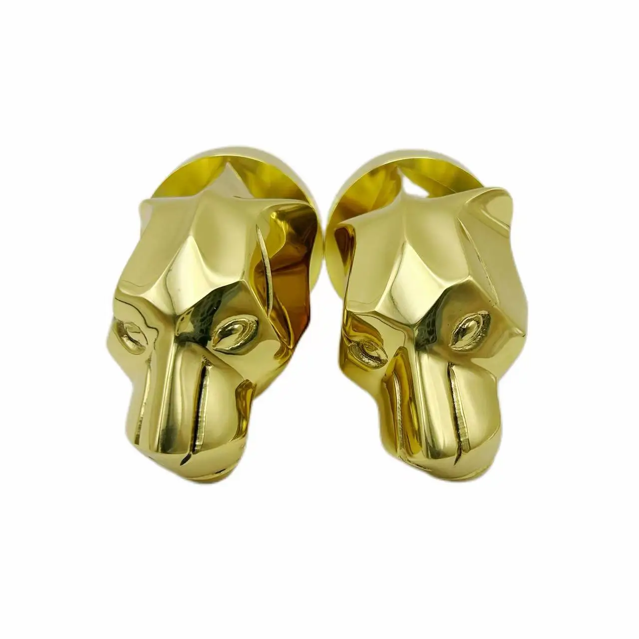 Luxury Italian Style Golden Brass Leopard Head Design Armrest Hardware for High-End Sofa