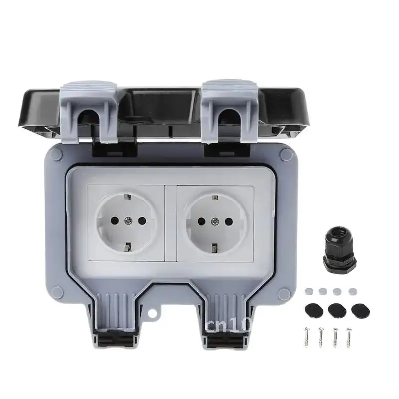 

IP66 Waterproof Outdoor Wall Switch Power Socket 13A Socket AC EU Electrical Outlet 220~250V Standard Panel