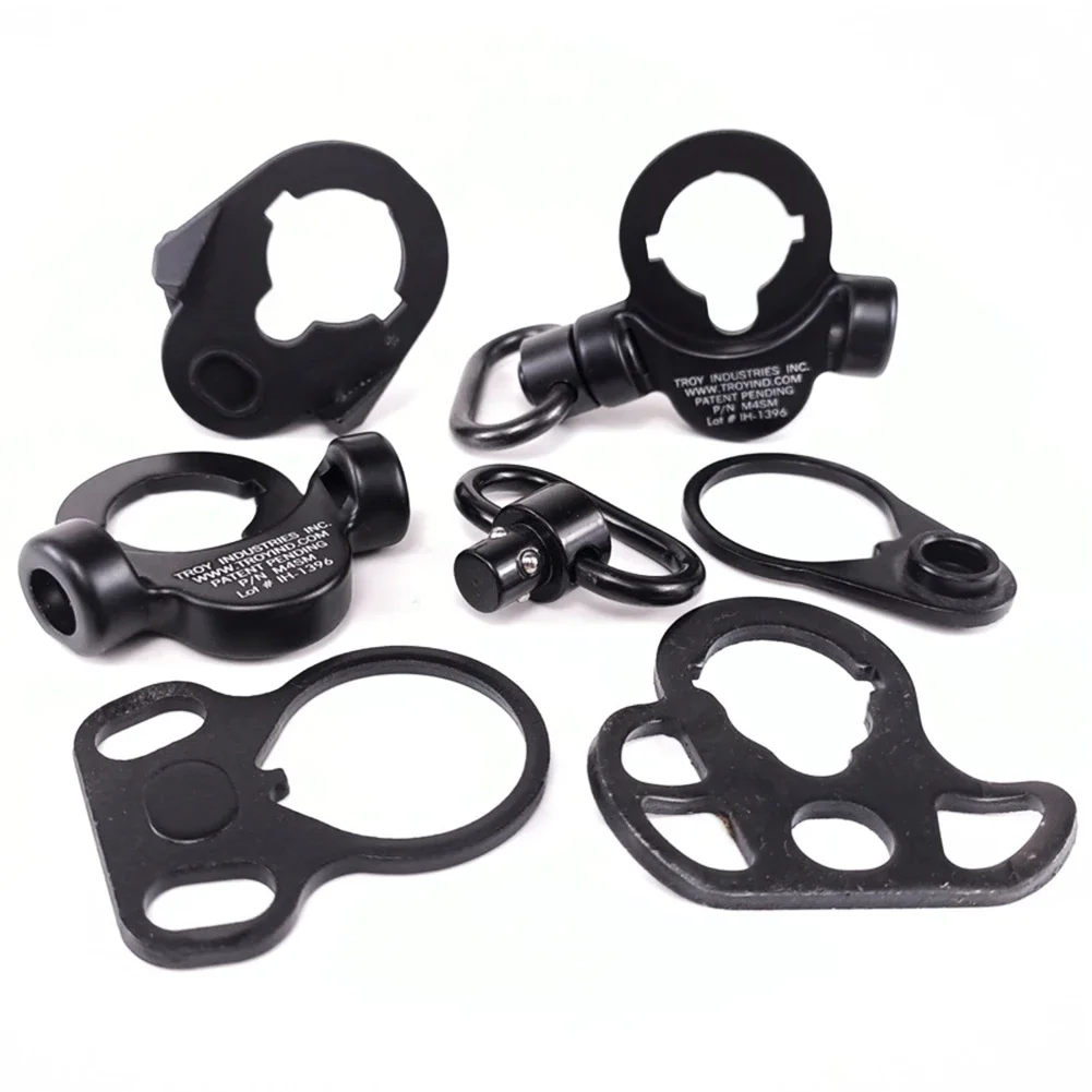 Tactical Strap Mount Ring TROY Metal Trojan Butterfly Strap Ring Complete Set Black Buckle for JM Gen.8 / 9/10 / M4 / TTM / SLR