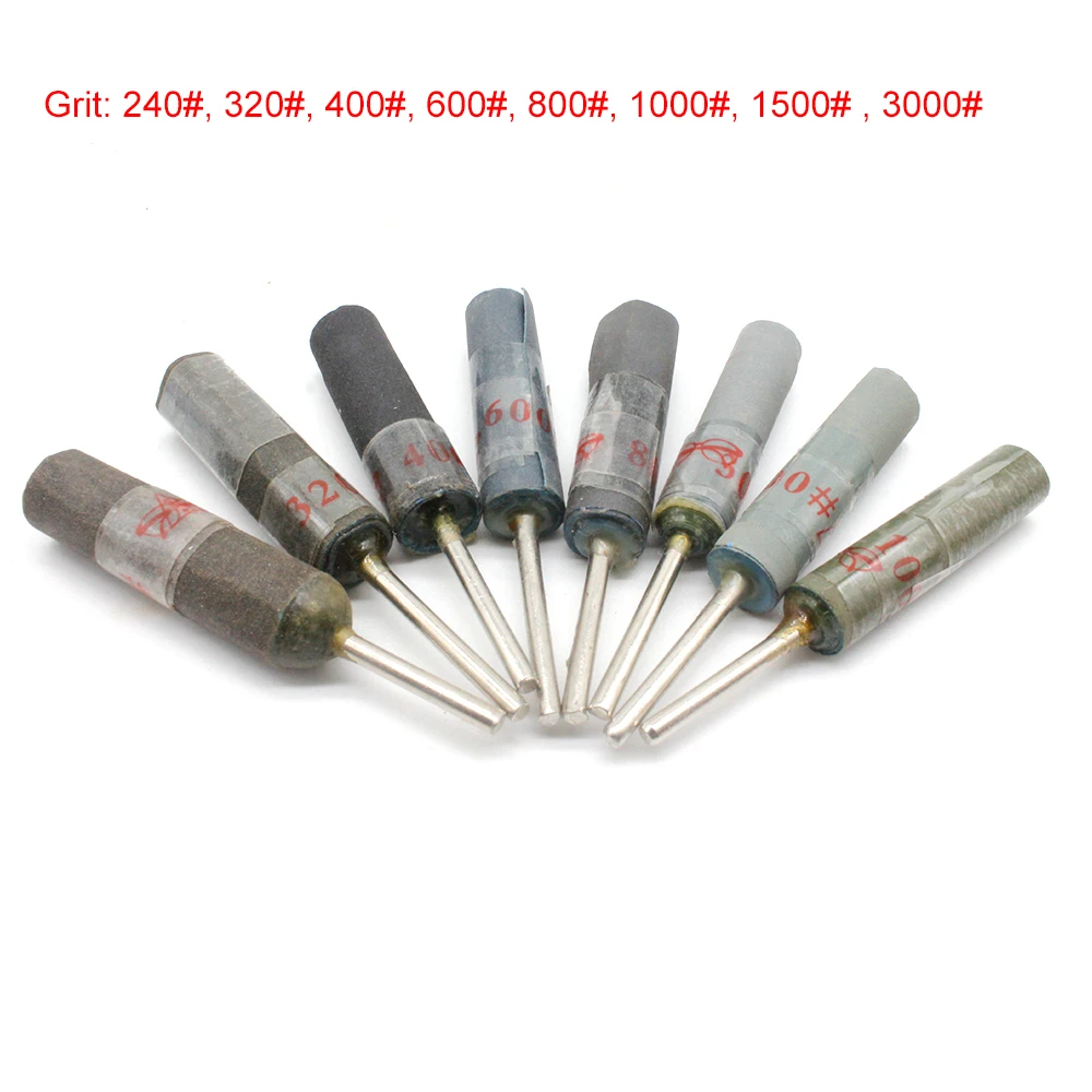 8PCS Mixed Cylinder Sandpaper Rod for Jewelry Polishing Buffing Grinding Head Jewellery Tools