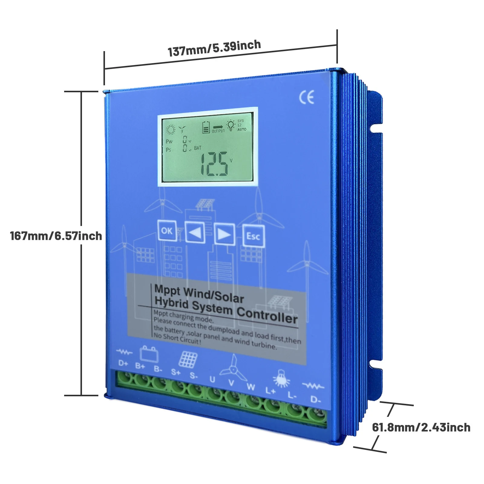 Imagem -06 - Vento Híbrido Solar Controlador de Carga Gerador de Turbina Eólica Lifepo4 Lítio Chumbo-ácido Gel Bateria 2800w 12v 24v 48v Mppt