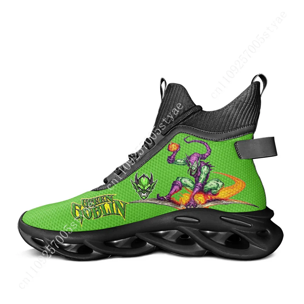 

Marvel Green Goblin High Top Flats Sneakers Mens Womens Lightweight Casual Sports Custom Shoes Casual Running Shoes