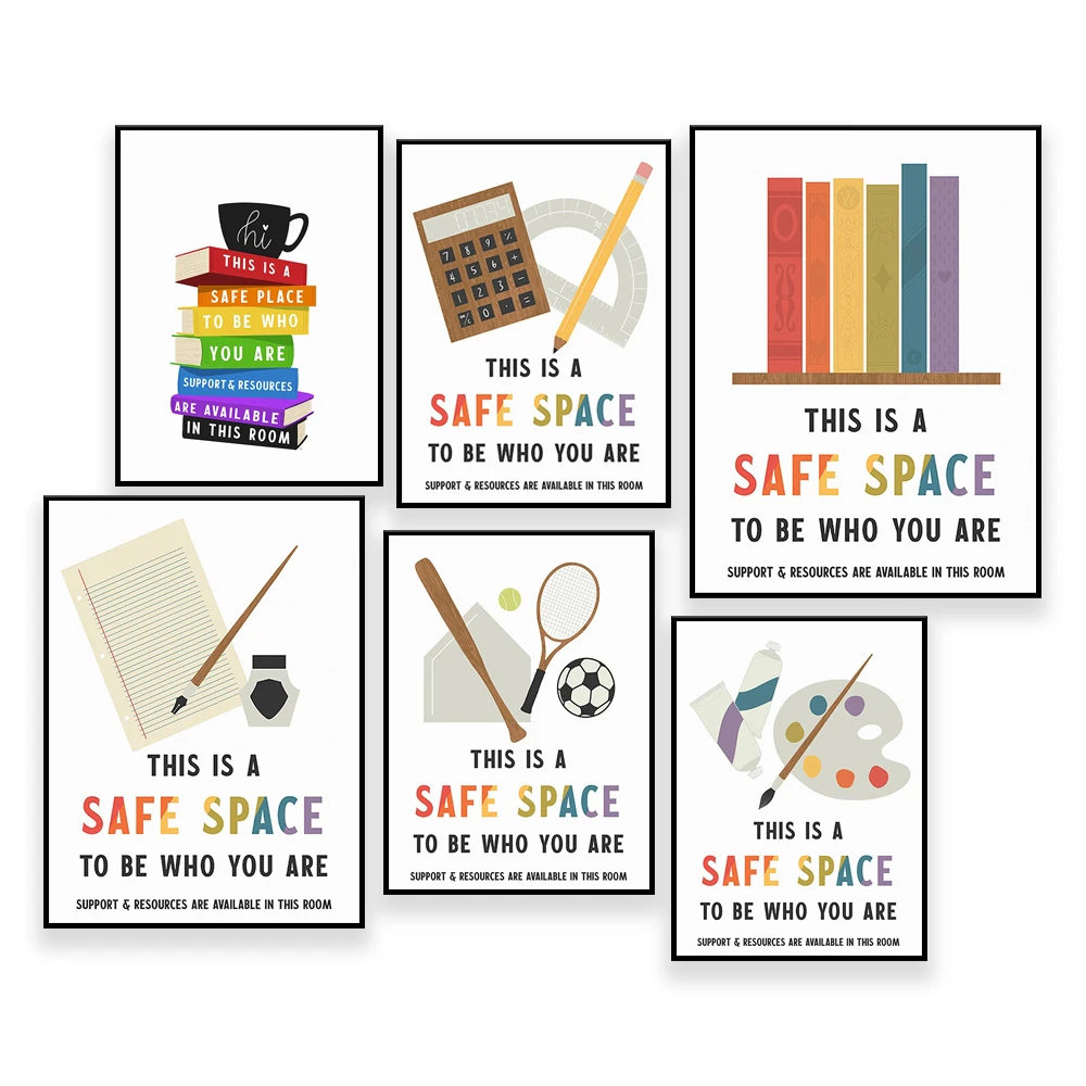 Safe Space , LGBTQ Class, Printable, Illustration, Wall Art, Classroom Decor, School Poster, LGTBQ+, kids