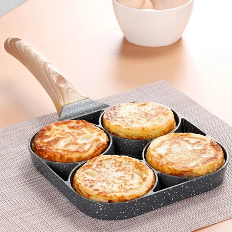 4-hole Omelet Pan for Burger Eggs Ham PanCake Maker Frying Pans Creative Non-stick No Oil-smoke Breakfast Grill wok Cooking Pot