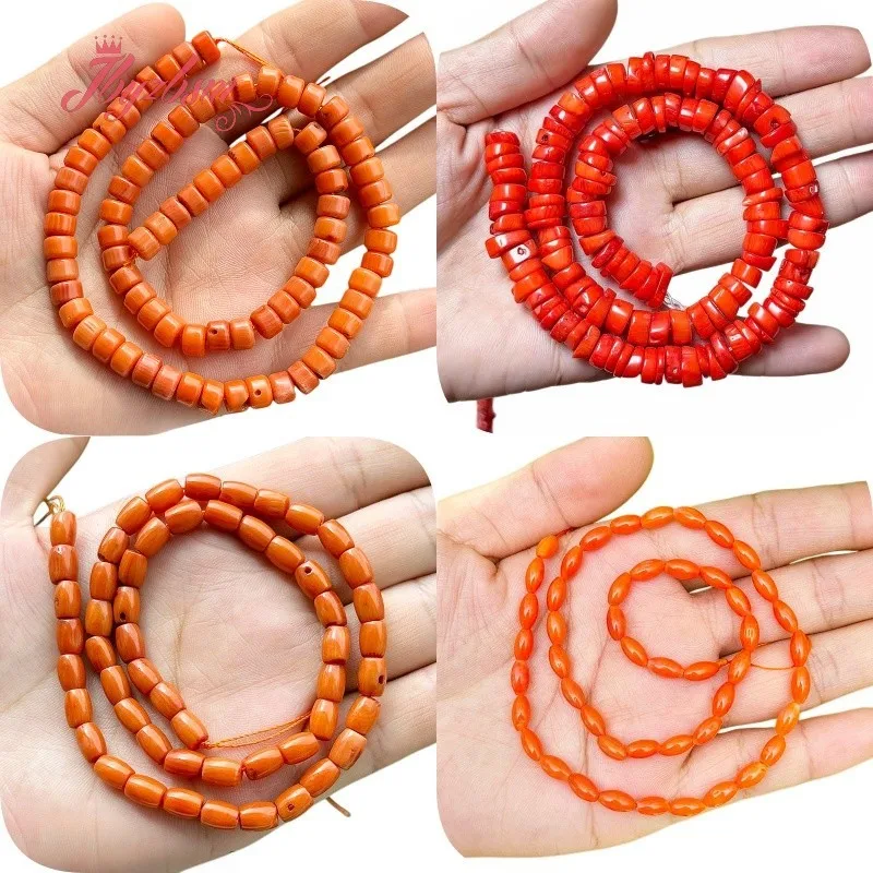 5x15-8x25/5-9/4x6/3x6/3x9mm Natural Orange Pink Coral Stone Beads For DIY Beads Necklace Bracelets Jewelry Making Strand 15