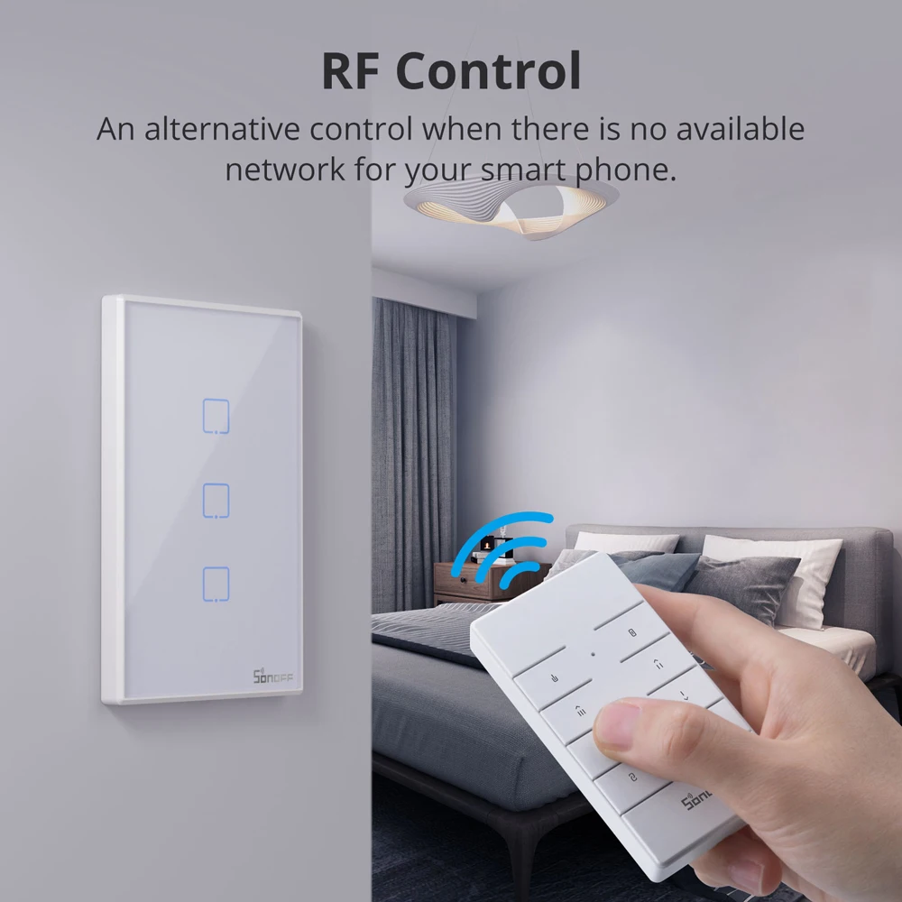 Sonoff tx eua interruptor inteligente de parede 433mhz rf controle remoto wi-fi interruptor de toque via aplicativo ewelink funciona com alexa google home