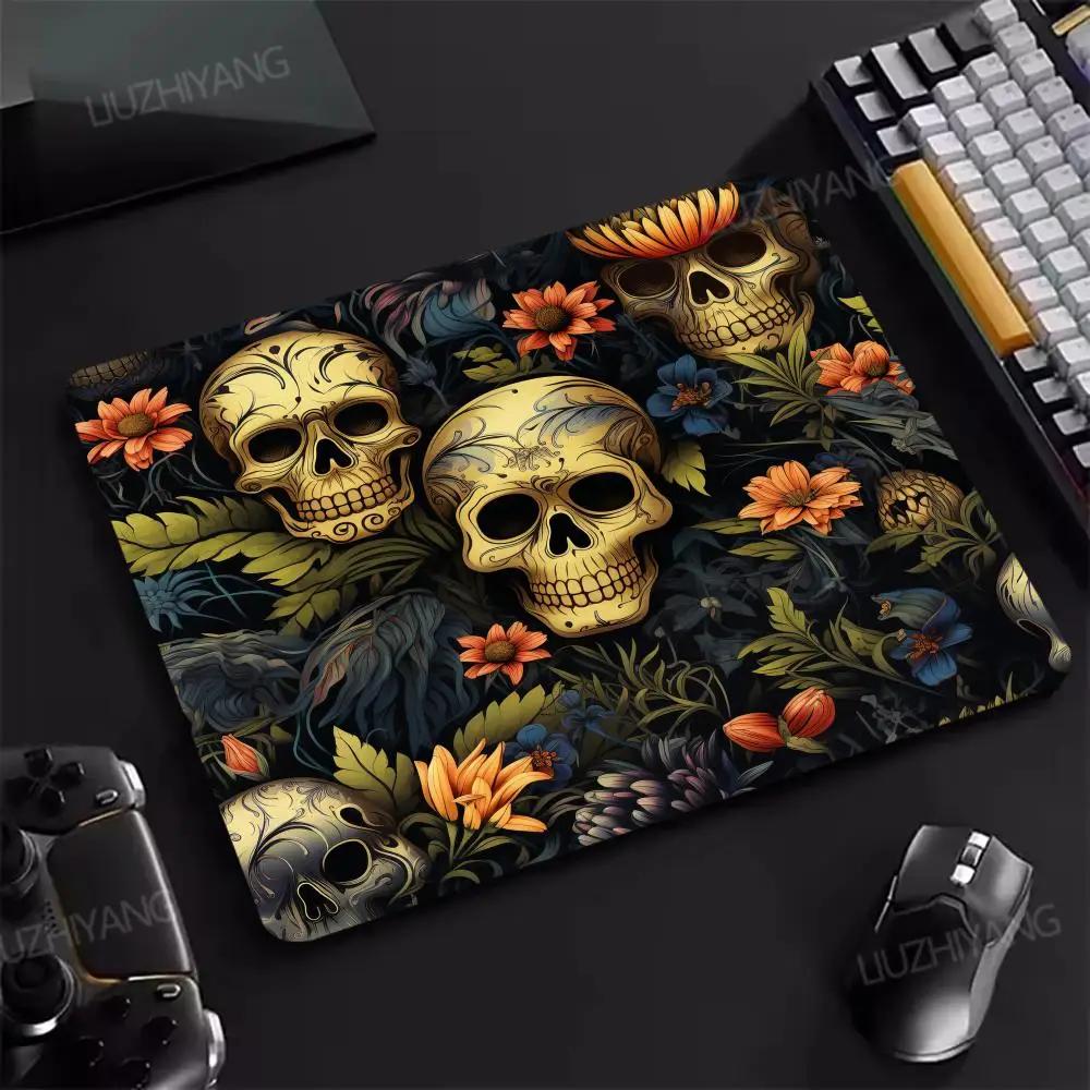 

Rose Skull Mouse Pad Square Computer Office Game Table Mats Small Rubber Anti-slip HD Gaming Keyboard Mousepads Desktop Desk Mat