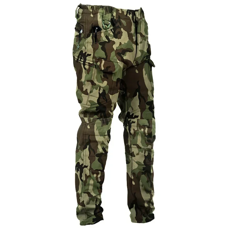 Taktische Hosen Männer x7 Soft shell Fleece wind dichte wasserdichte Camo Kampf hose große Tasche verschleiß feste Trekking Cargo hose