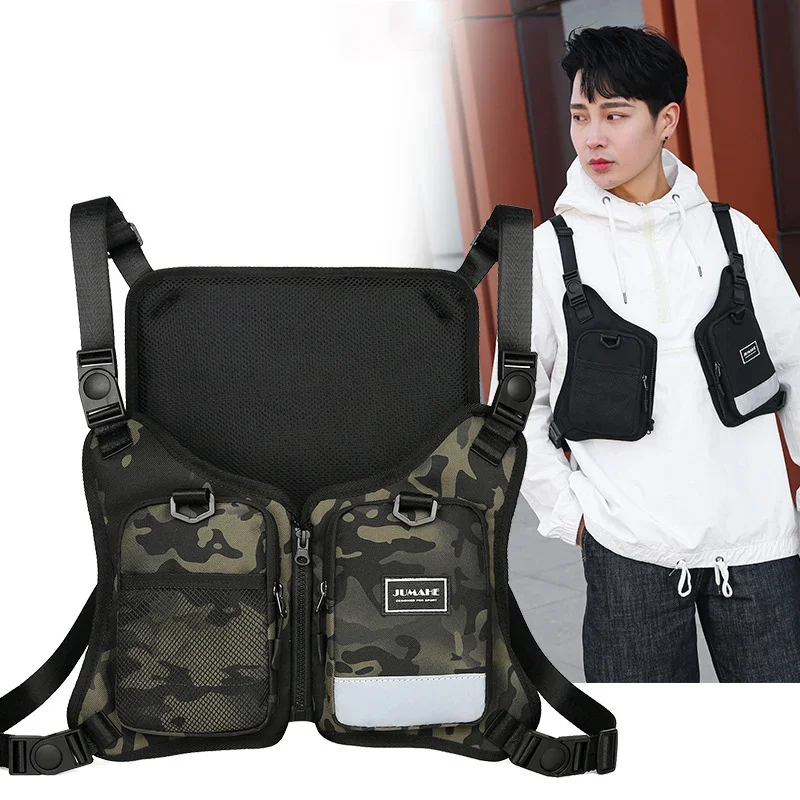 Bolsos de pecho tácticos para hombre, bolsa de aparejo de pecho funcional, chaleco de pecho Unisex, paquete de cintura, ropa de calle de Hip Hop,