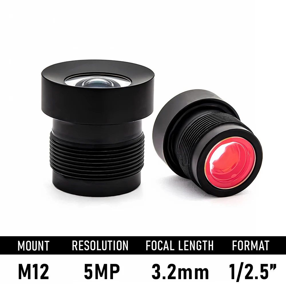 

5MP HD CCTV Security Camera Lens 3.2mm No Distortion Aperture F2.6 Format 1/2.5" With 650nm IR Filter For Surveillance Camera