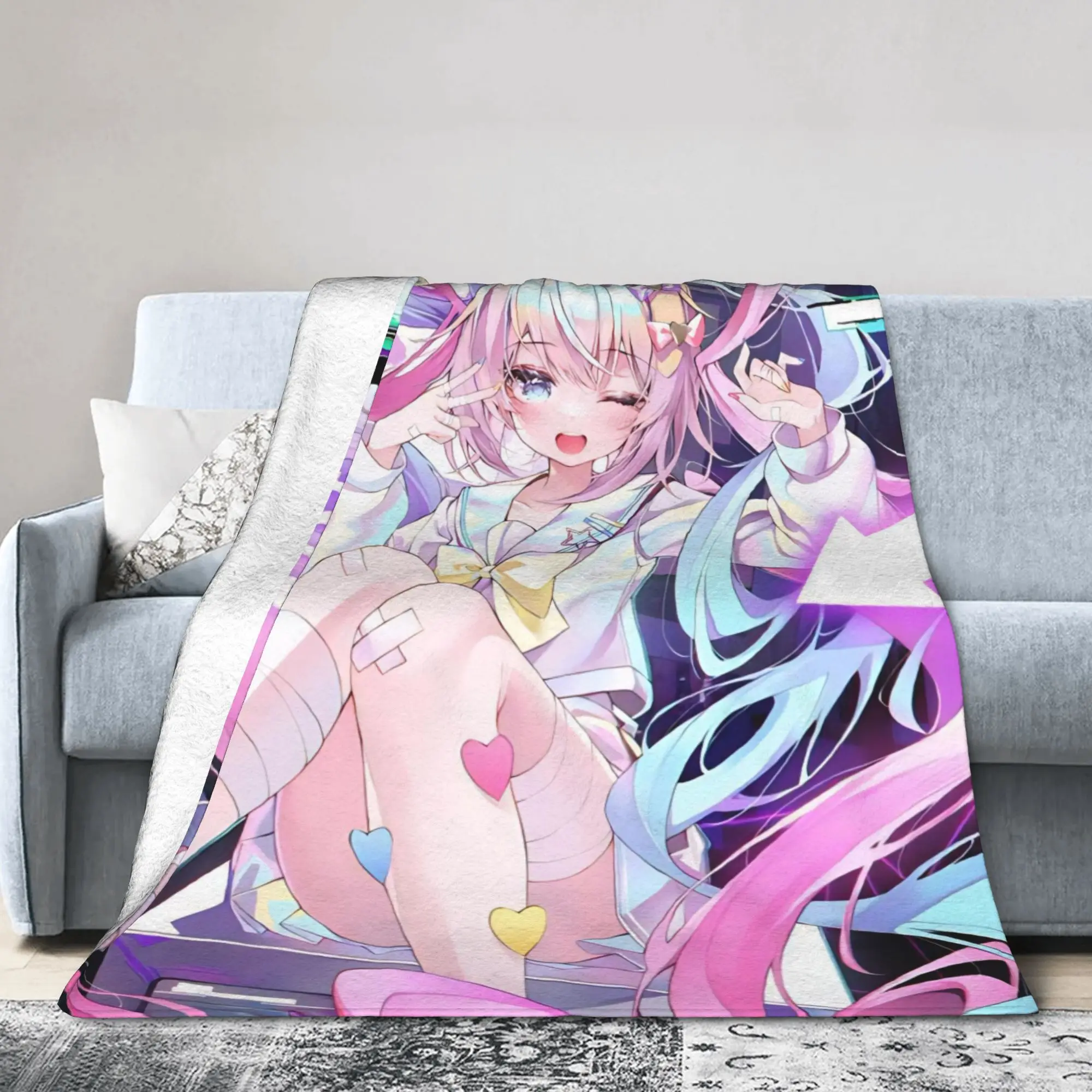 OMG kawaii Angel Blankets Flannel Textile Decor Anime Game Breathable Super Warm Throw Blanket for Bedding Office Bedspread