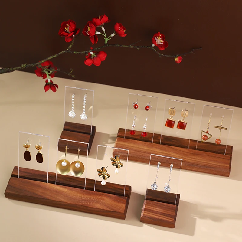Walnut Jewelry Rack Holders, Earring Display Stand, Fashionable Women's Earrings Organizer, Wooden Jewellery Tray