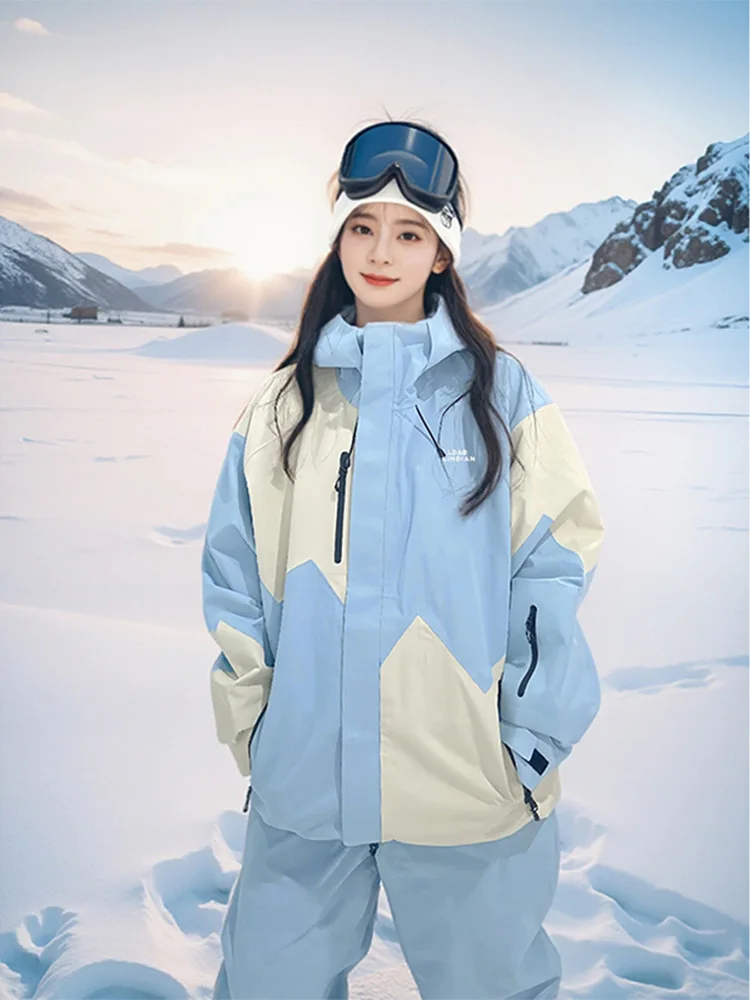 جديد الشتاء بدلة تزلج مجموعة الرجال النساء المهنية مقاوم للماء يندبروف الحرارية معزول مقنعين على الجليد الملابس سترة الثلوج بانت