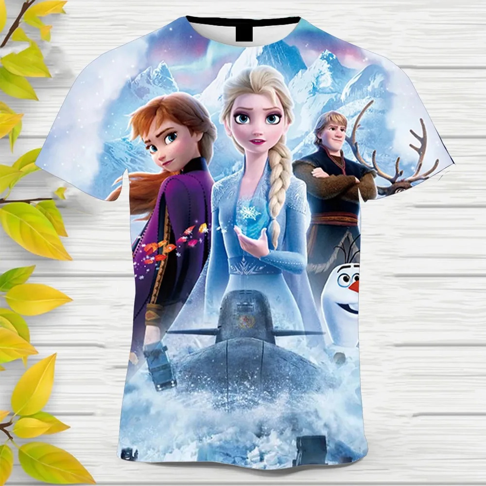 

Disney Frozen Elsa Anna Funny Cartoon T Shirt Women Stitch Cute Manga T-shirt Y2k Graphic Tshirt Streetwear Top Tees Female