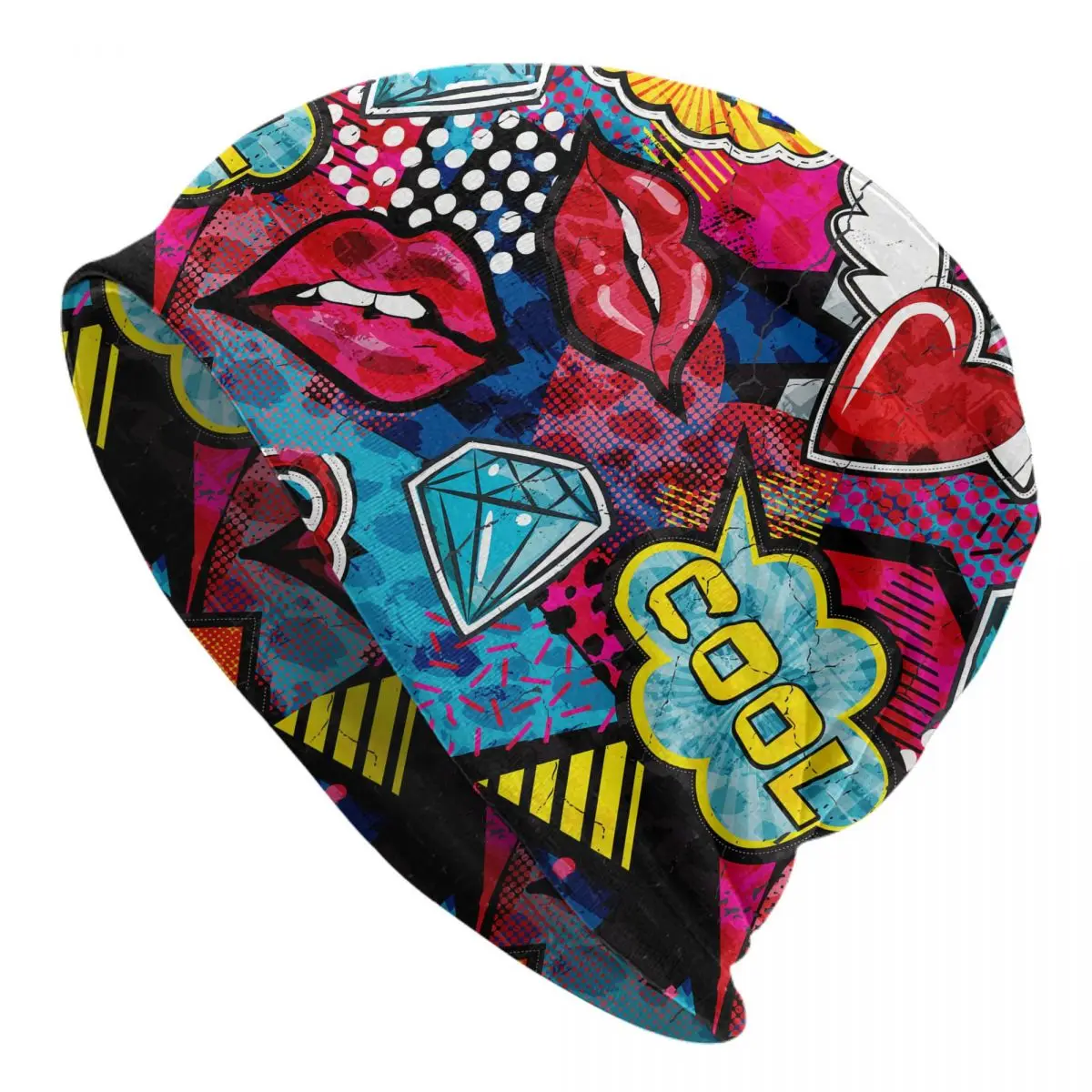 

Graffiti Art Pattern Skullies Beanies Outdoor Hats Graffiti Style Graphic Urban Thin Bonnet Hipster Caps Men Women's Earmuffs