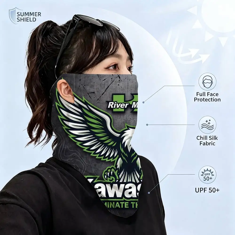 FOR KAWASAKI UPF50+ Ice Silk Neck Gaiter Full Face Mask Cycling Motorcycle Fishing Breathable Sun Protection Face Cover