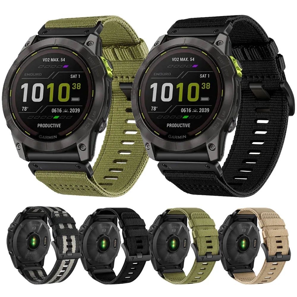 QuickFit 22mm 26mm Canvas Nylon Band For Garmin Fenix 8 47mm 51mm 7 7X 6 6X 5X Plus/Enduro 3/Marq Epix Pro Gen 2 Strap Bracelet