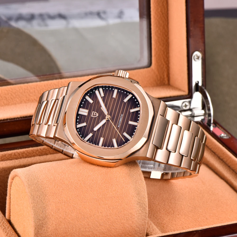 PAGANI DESIGN 2025 جديد ريترو روز الذهب ساعة ميكانيكية الرجال الفولاذ المقاوم للصدأ مقاوم للماء الياقوت الكريستال ساعة أوتوماتيكية للرجال #2
