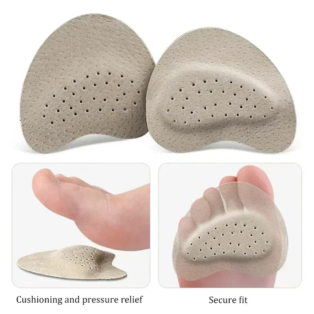 4pcs Leather Forefoot Pad Sandals Anti-slip Stickers Women High Heels Pain Relief Insoles Toe Cushion Foot Care Shoes Pad Insert