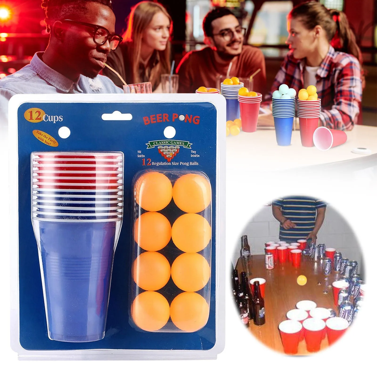 

1 Set of 24 pcs Disposable Cup Pong Glasses Beer Pong Game Set Board Games Party Supplies For KTV Bar Pub