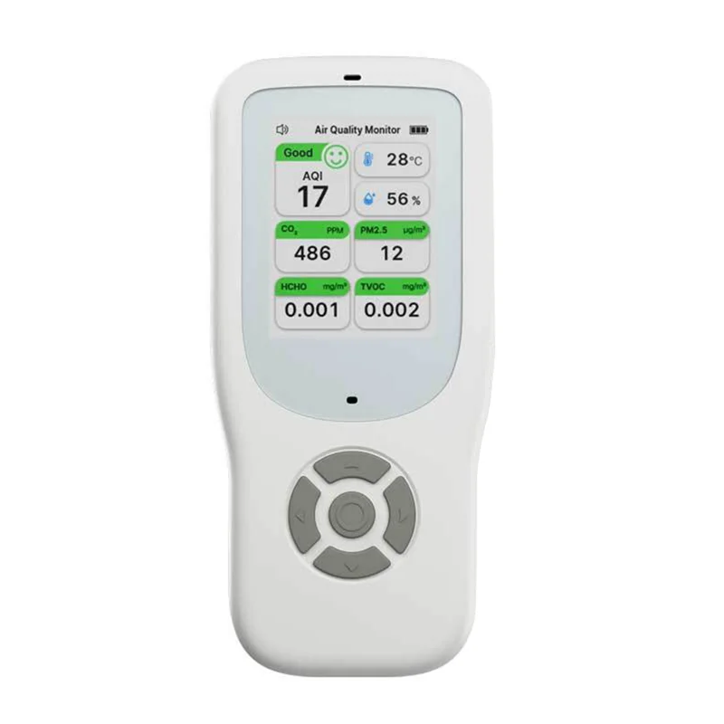 A42T-9In1 Air Quality Detector With Stand Real-Time Air Meter  PM1.0 PM2.5 PM10 CO 2 HCHO Temperature Humidity With Alert