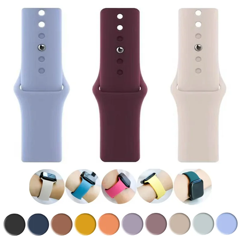Silicone Band For Apple Watch straps 45mm 44mm 40mm 41mm 42mm-46mm sport bracelet iwatch series 8 7 6 5 4 3 SE 9 10 Ultra 2 49mm