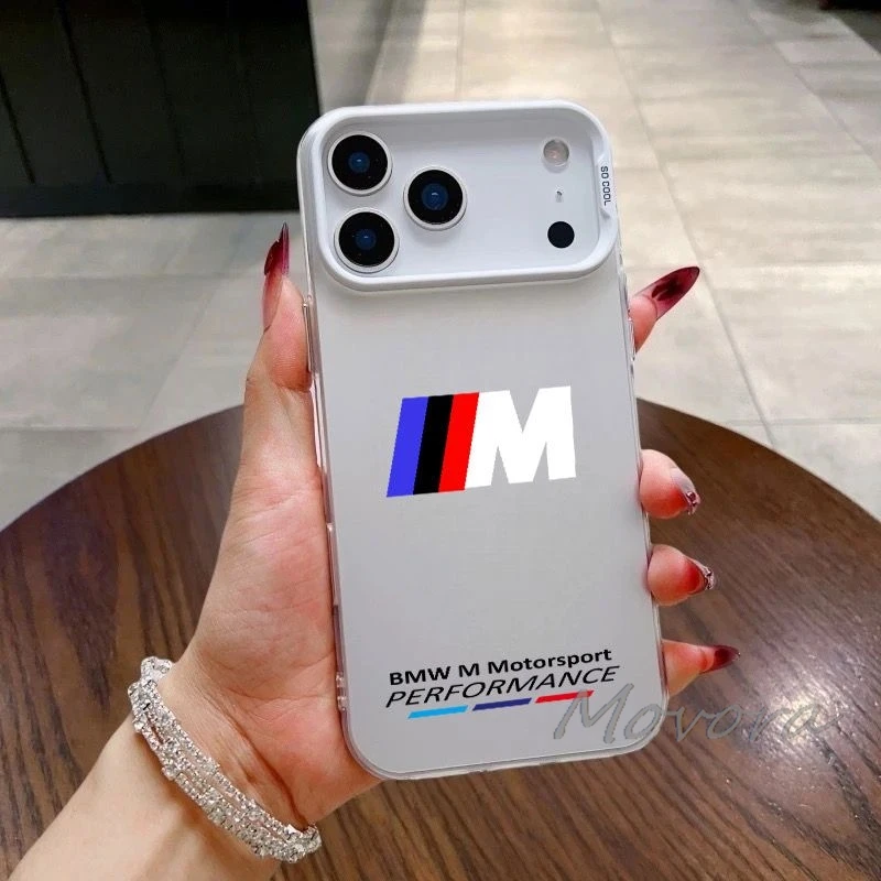 B-BMW-Car Phone Case For IPhone 17 Air 16 E 15 14 Plus 13 12 11 Pro Max 2 Soft Frosted Candy Transparent Jelly 2-in- Stickers view 2