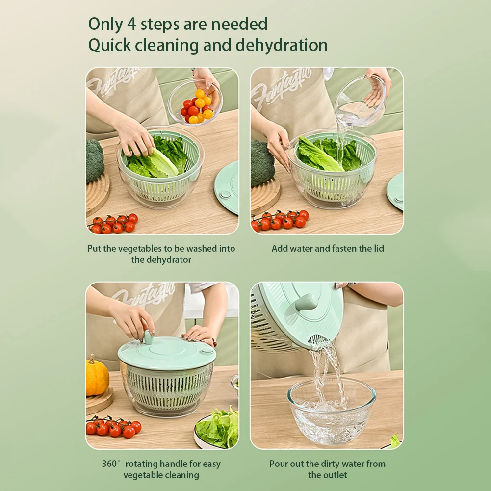 Gemüse-Salatschleuder, Gemüse-Obst-Waschkorb, multifunktionaler Dörrkorb mit Slicer, Küchenhelfer, Salat-Rührschüssel – Detail 8