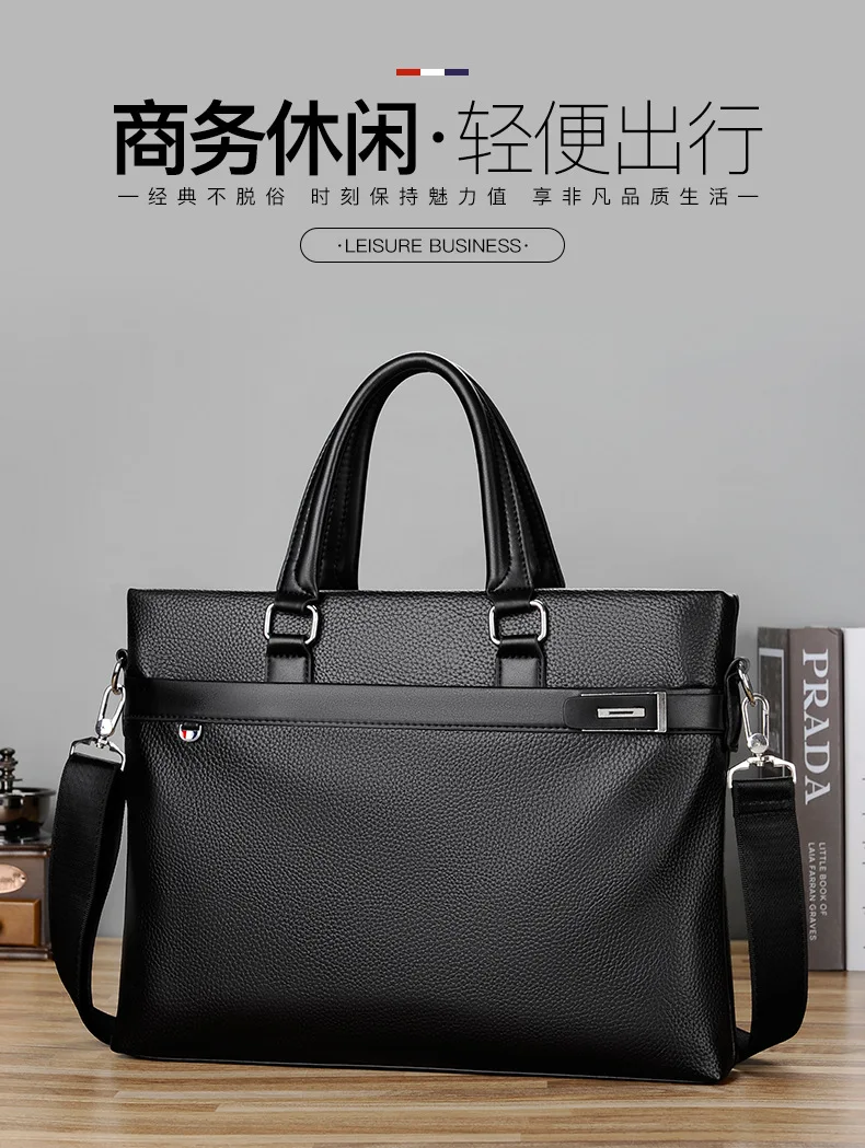 2023 New Men's Handbag Business Briefcase Shoulder Crossbody Bag Soft Leather Computer Bag Fashion Casual Men's Bag Wear