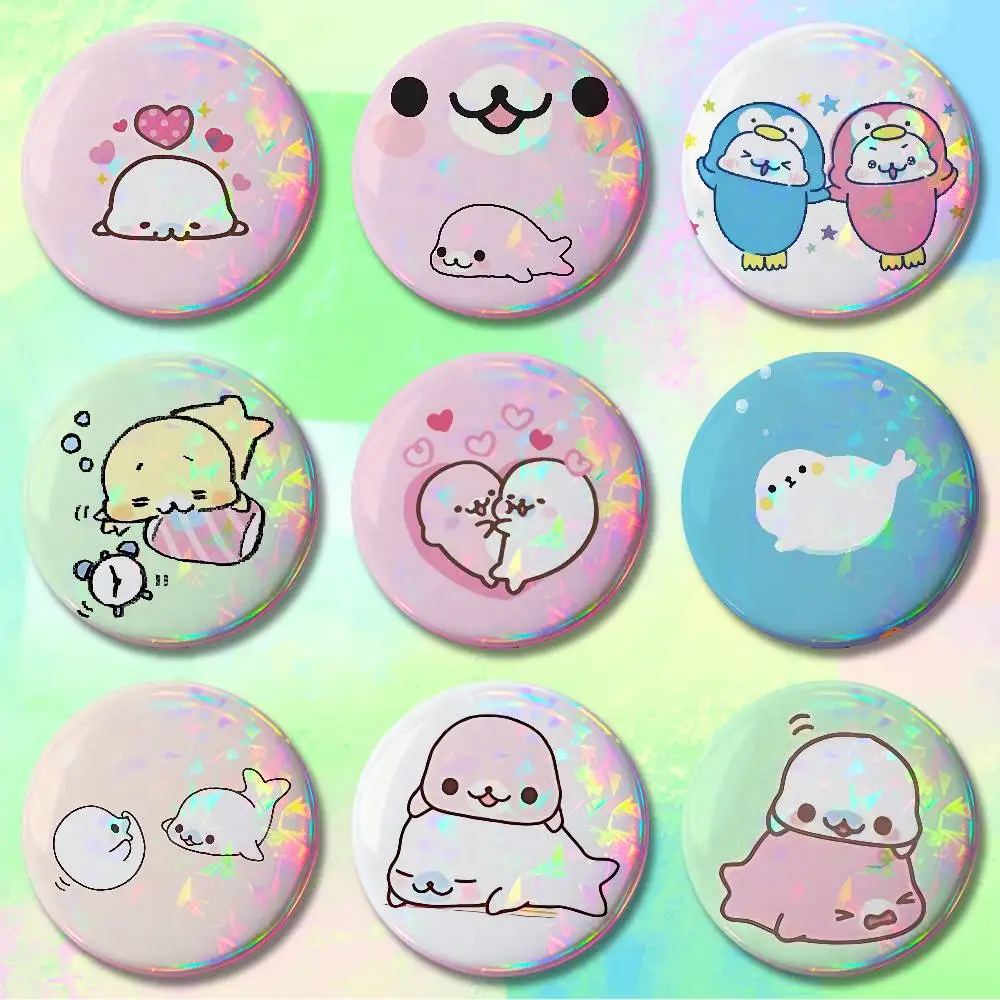 Kawaii M-Mamegomas Cute Baby Enamel Pin Tinplate Round Brooch Cosplay Nijigen Otaku Culture Badges 58mm 44mm 32mm 75mm 25mm