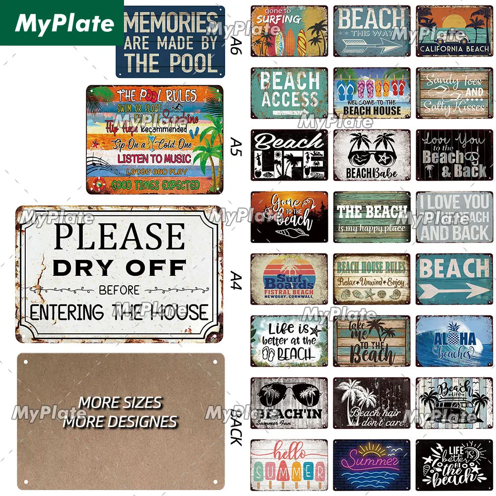 [MyPlate] The Pool Beach Swim Wooden Sign Wood Plaque Plate Painting For Pub Bar Home Wall Decoration Poster Gift Custom Made