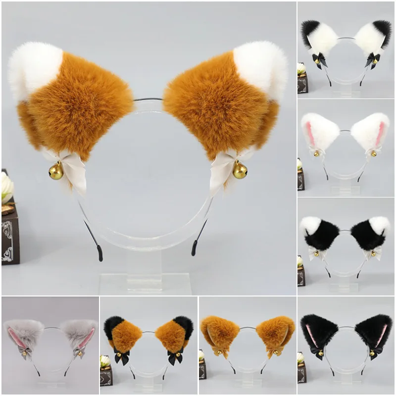 Anime cosplay trajes aros de cabelo lolita gato raposa orelha bandana mulher menina cosplay festa kawaii hairband caudas animais auto-foto