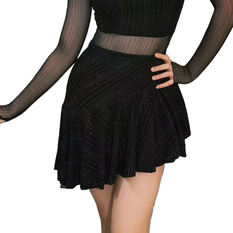 زي رقص لاتيني جديد مثير للرقص وقاعة الرقص للنساء - تنورة مريحة للبالغين مع هامش لممارسة الرقص