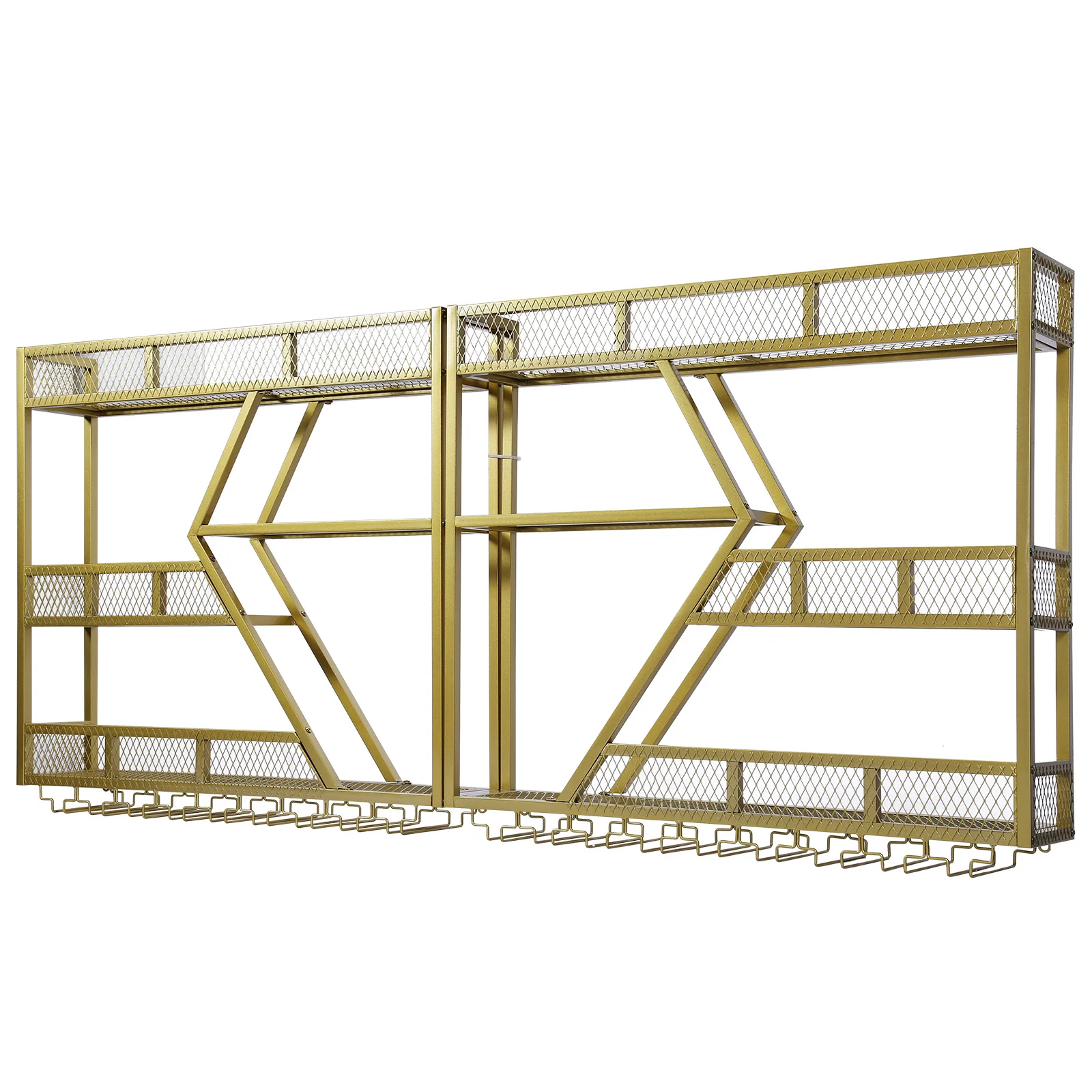

Metal Wine Bottles Storage Display Storage Shelf with Wine Glass Holder Wall-Mounted Wine Racks Cabinets for Home & Living Room