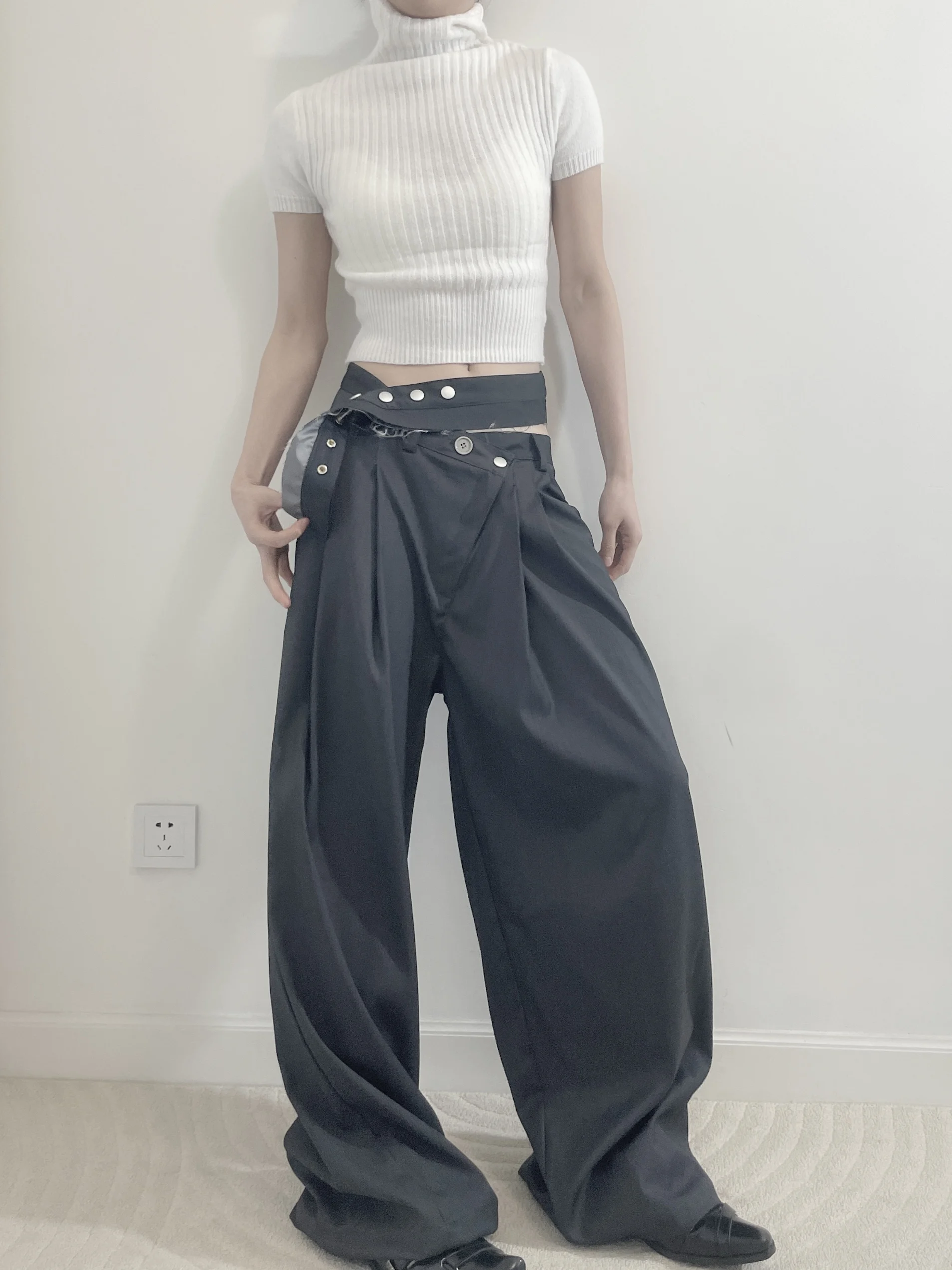 

Модные повседневные брюки с низкой талией и широкими штанинами, струящиеся, прямого кроя, в пол, универсальные, для офиса и на каждый день