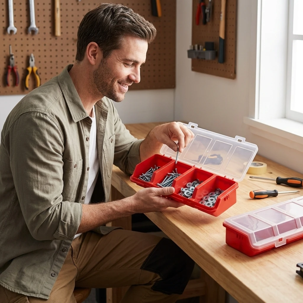 Workshop Hardware Organizer Screw Storage Box with Clear Lid for Toolboxes Auto Repair Benches DIY Electronic Components
