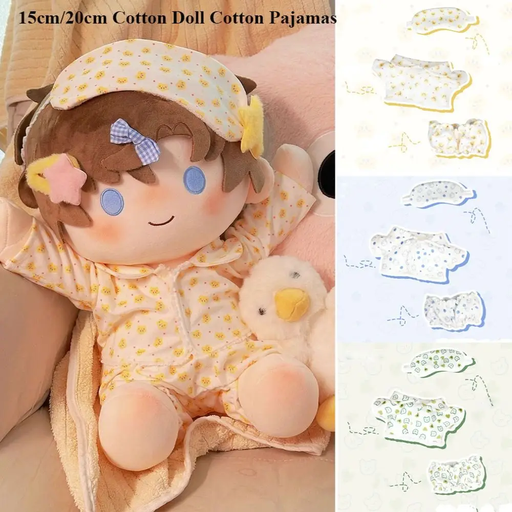 15cm/20cm Cotton Pajamas Cartoon With Eye Mask Sleep Clothes Replacement Cotton Bathrobe Dolls Accessories