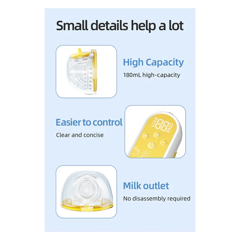 Extractor de Leche Eléctrico Inalámbrico A66Z, Extracción Bilateral Integrada, Masaje Manos Libres, Totalmente Automático