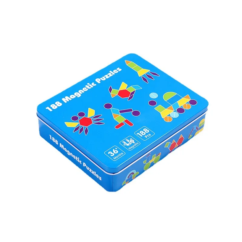 Tangram magnetico per bambini, educazione precoce, puzzle creativo in legno, giocattoli per giochi da tavolo per addestramento del pensiero per bambini
