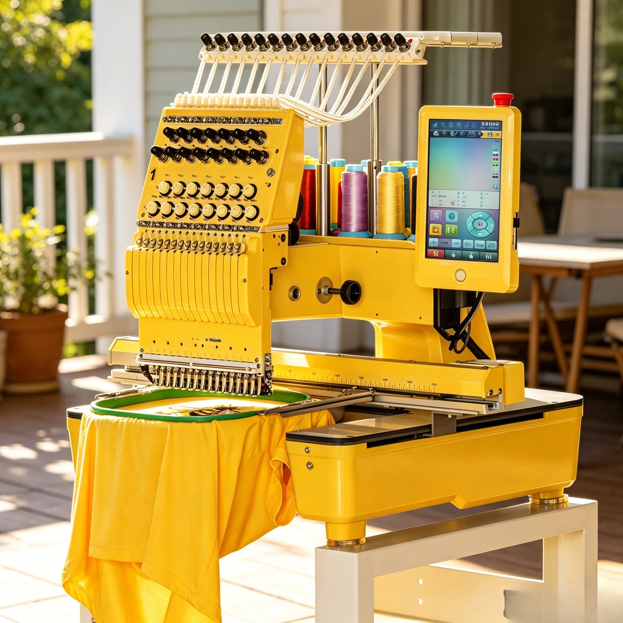 Computerized Embroidery Machine Single Head 7 Inch LCD Touchscreen 4x4 Embroidery Area for Caps Shirts Customized