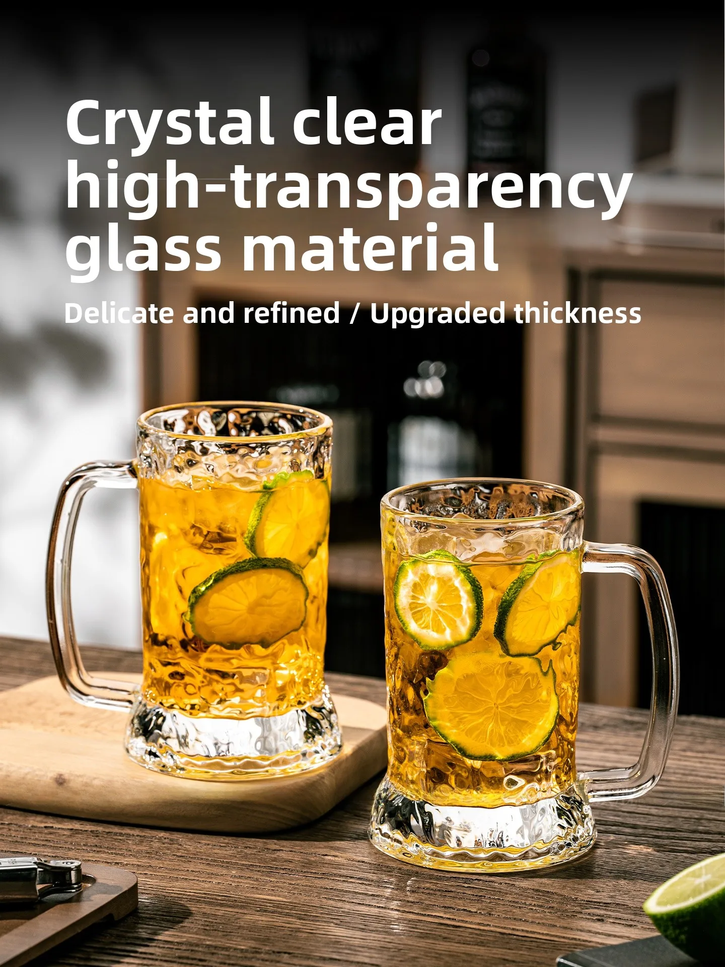Commercial Thick Glass Beer Mug with Handle Durable for Bar And BBQ Restaurant Special Tea Brewing Cup Irregular Shape
