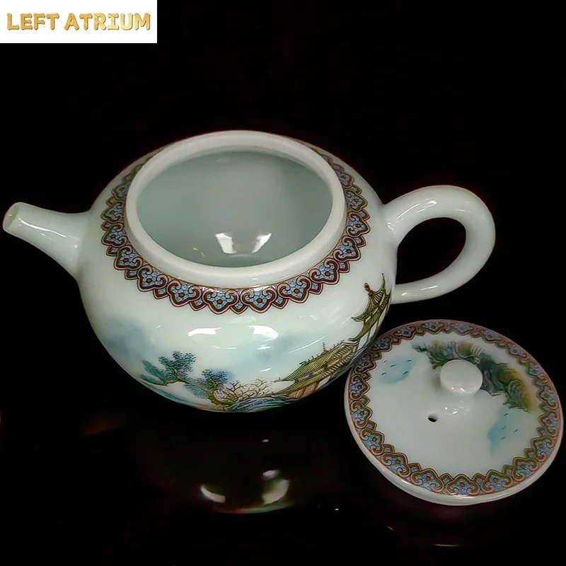 Jingdezhen Porcelain Travel Infuser Tea Pot, Strainer Accessories, Samovar for Jasmine, Oolong Flower, Te Guan Yin Tea