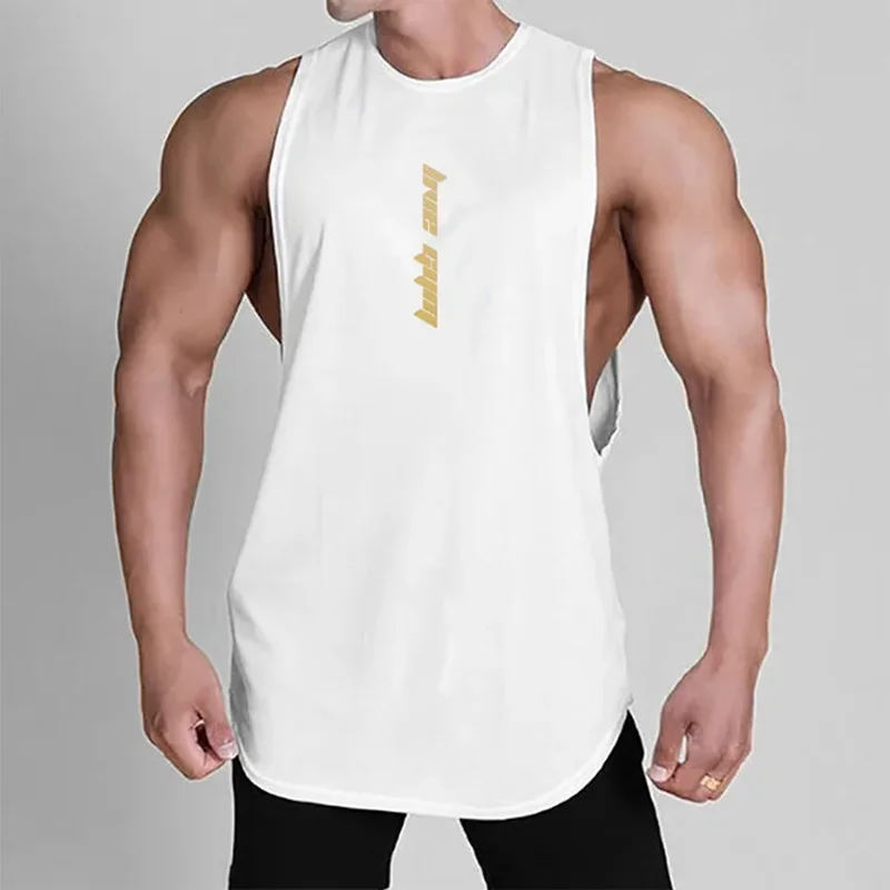 

Y2K Summer New Sleeveless Top Men Muscle Tshirt 100% Cotton Sport Gym Vest Mens Sports Fitness White Tank Tops Gym Clothing Man