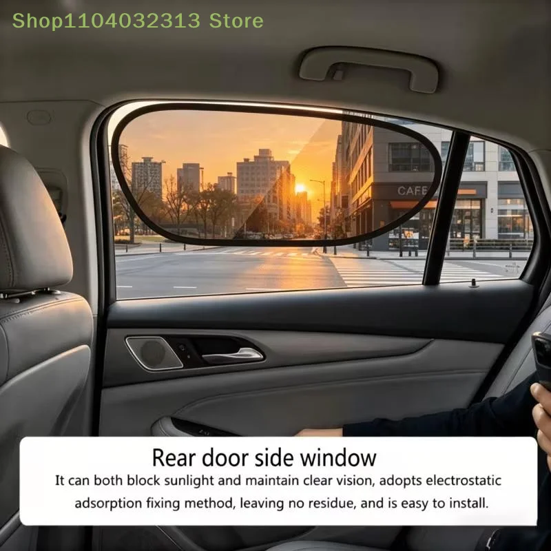 2Pcs Universal Fit. Blocks Sun & UV, Car Sun Shade Curtains, Static Adsorption, No View Block, Easy Install For Windshield, Side