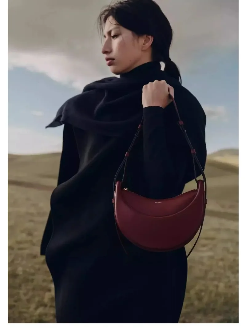 Sac à bandoulière simple design de niche française, sac en forme de croissant