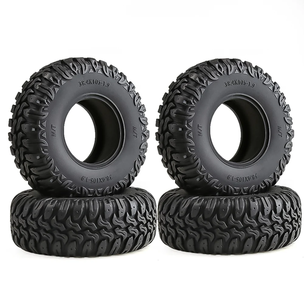 4PCS 105MM 1.9 Rubber Tires Wheel Tyres for 1/10 RC Crawler Car TRX4 D90 Axial SCX10 II III Redcat