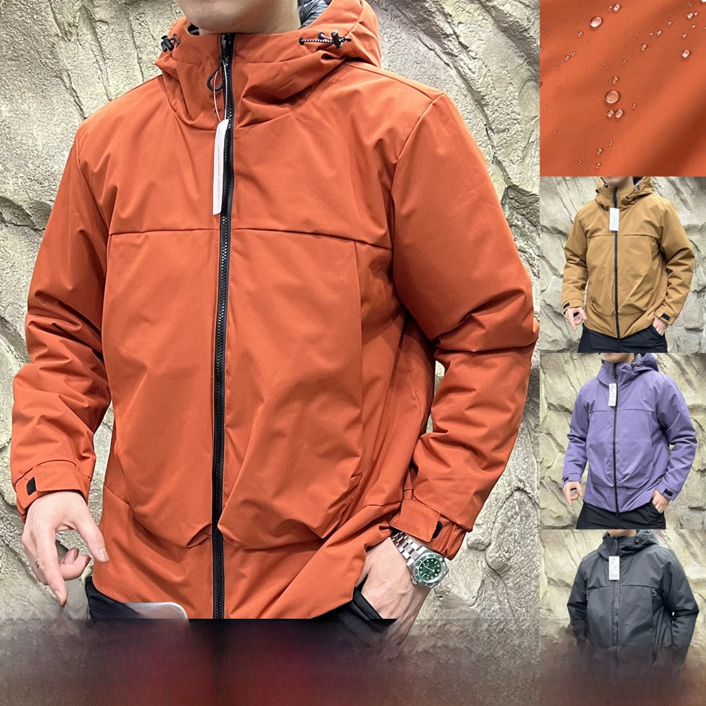 

Youthful Outdoor Men's Cotton Jaet Hooded Windproof Autumn Winter Polyester Fiber Zipper Closure Long Sve Stand Fit