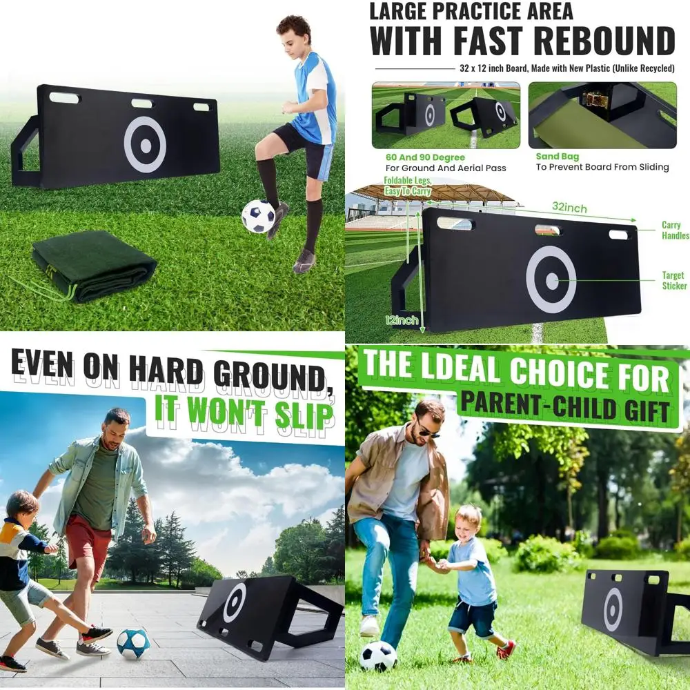 Verstelbare 3-hoekige voetbalrebounderbord Draagbare opvouwbare voetbaltrainingsmuur met antislipbasis voor passeren, schieten en