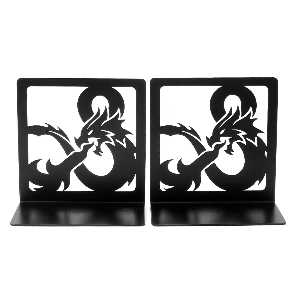 Gothic Black White Dragon Bookends for Shelf Decor Game Fans Gifts Books Stand Support for Men Boys Office Studying Supplies